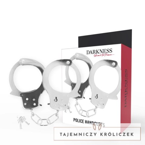 Darkness Metalowe Kajdanki z Kluczykami - Wytrzymały Łańcuszek, Srebrny DARKNESS