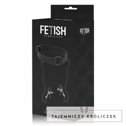 Fetish Submissive Ring Gag z zaciskami na piersi, skora wegańska FETISH SUBMISSIVE