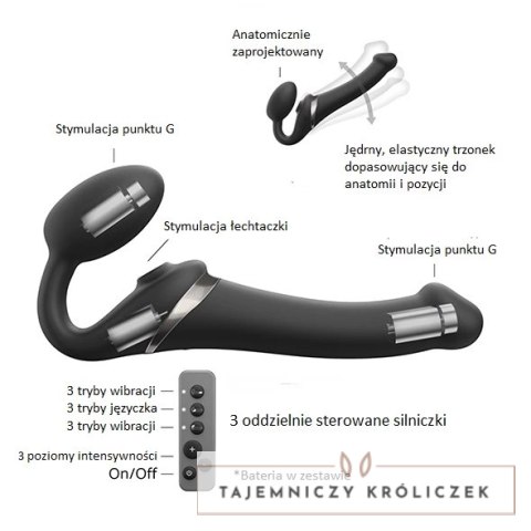 Strap-On-Me Multi Orgasm Black S - model intymny z 3 silnikami, pilot Strap-On-Me