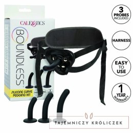 CalExotics Boundless Zestaw z 3 krzywymi sondami silikonowymi, regulowana uprząż CALEXOTICS