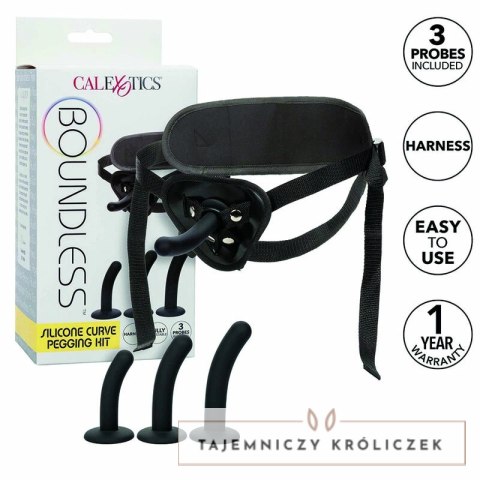 CalExotics Boundless Zestaw z 3 krzywymi sondami silikonowymi, regulowana uprząż CALEXOTICS