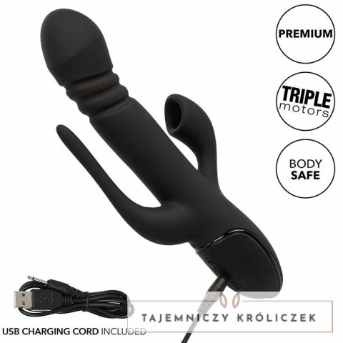 CalExotics Euphoria Triple Action Black - masażer wielofunkcyjny, silikonowy CALEXOTICS