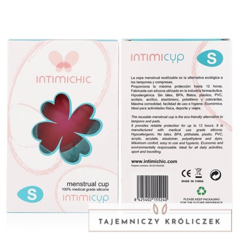 Intimichic Cup S silikonowa kubeczka menstruacyjna medyczna, woreczek INTIMICHIC