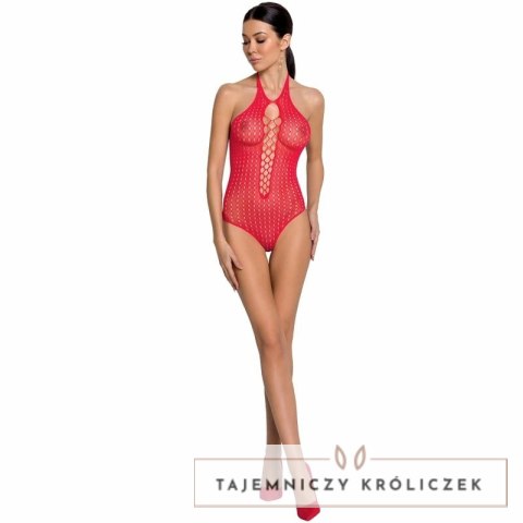 Passion BS088 Czerwone bodystocking z siateczki, koronka, uniwersalny Passion