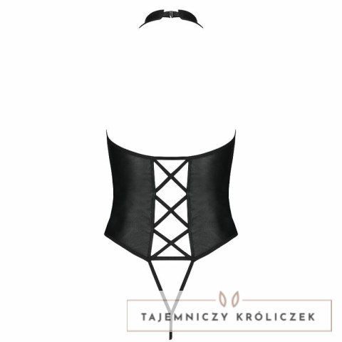 Passion Nancy Body eko-skora S/M czarne głęboki dekolt Passion