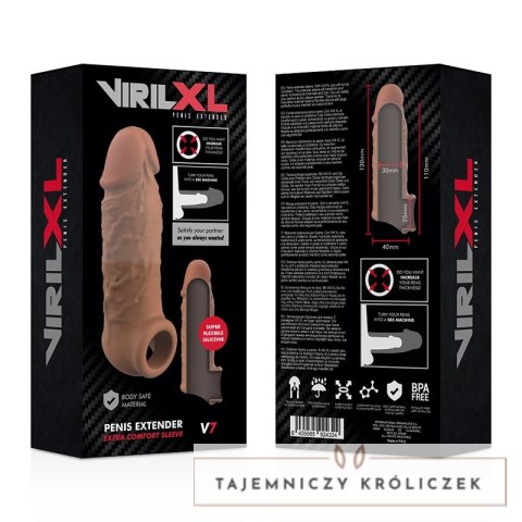 VirilXL V7 brązowy nakładka silikonowa, powiększająca rozmiar, 11 cm VIRILXL