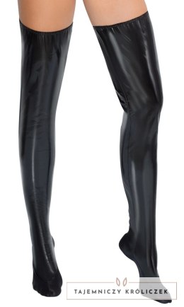 Black Level Pończochy winylowe czarne L/XL z elastycznymi wstawkami Black Level