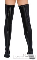 Black Level Pończochy winylowe czarne L/XL z elastycznymi wstawkami Black Level