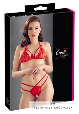 Cottelli Collection Komplet Koronkowy Biustonosz i Stringi Czerwone S Cottelli