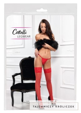 Cottelli LEGWEAR Pończochy Czerwone z Koronką 20 den Oeko-Tex Cottelli
