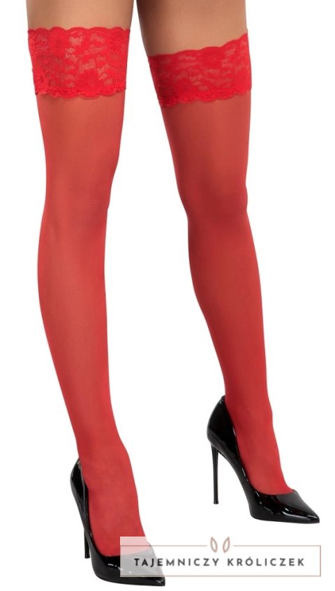 Cottelli LEGWEAR Pończochy Czerwone z Koronką 20 den Oeko-Tex Cottelli