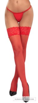 Cottelli LEGWEAR Pończochy Czerwone z Koronką 20 den Oeko-Tex Cottelli