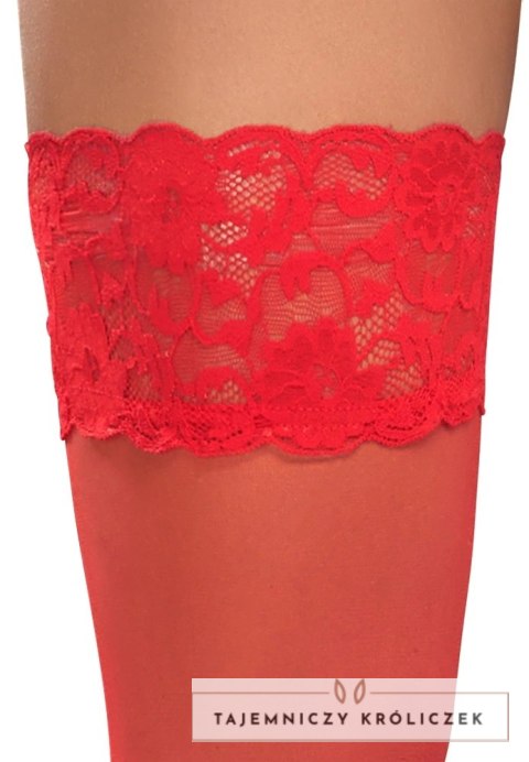 Cottelli LEGWEAR Pończochy Czerwone z Koronką 20 den Oeko-Tex Cottelli
