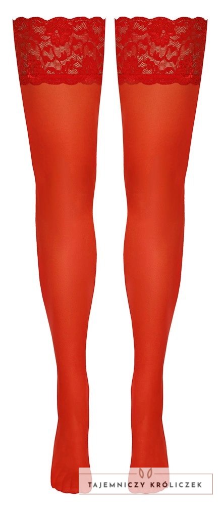 Cottelli LEGWEAR Pończochy Czerwone z Koronką 20 den Oeko-Tex Cottelli