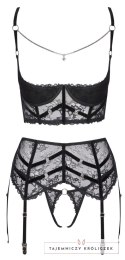 Cottelli LINGERIE Komplet Koronkowy 3-Częściowy Czarny 80B/M Cottelli