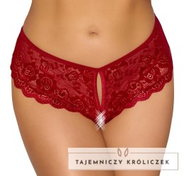 Cottelli Lingerie Figi Koronkowe Czerwone L z Otwartą Konstrukcją Cottelli