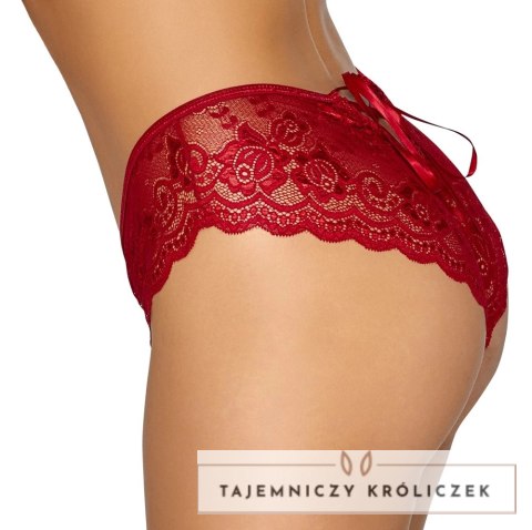 Cottelli Lingerie Figi Koronkowe Czerwone L z Otwartą Konstrukcją Cottelli