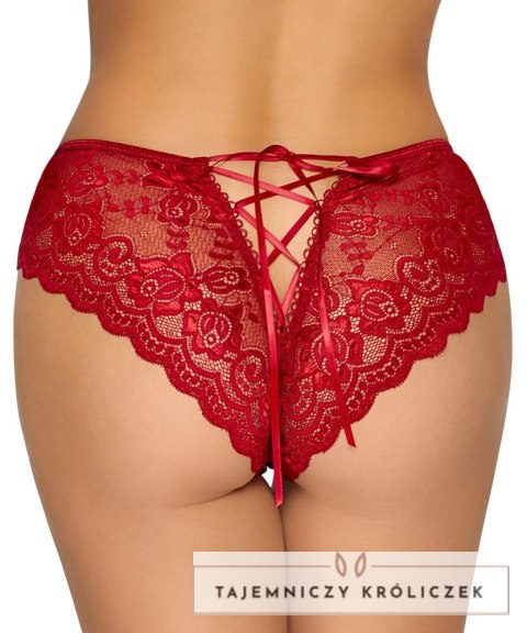 Cottelli Lingerie Figi Koronkowe Czerwone L z Otwartą Konstrukcją Cottelli