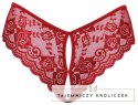 Cottelli Lingerie Figi Koronkowe Czerwone L z Otwartą Konstrukcją Cottelli