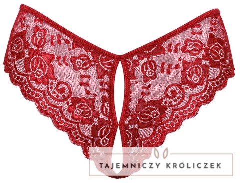 Cottelli Lingerie Figi Koronkowe Czerwone L z Otwartą Konstrukcją Cottelli