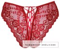 Cottelli Lingerie Figi Koronkowe Czerwone L z Otwartą Konstrukcją Cottelli