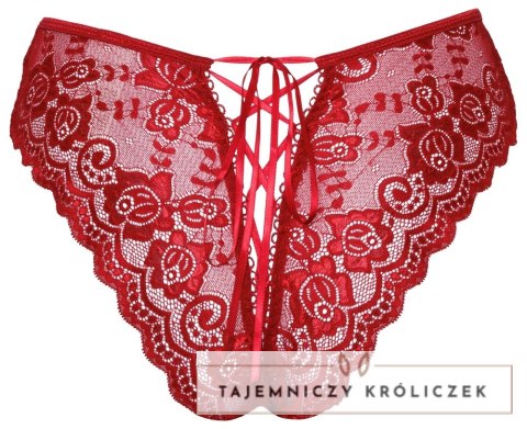 Cottelli Lingerie Figi Koronkowe Czerwone L z Otwartą Konstrukcją Cottelli