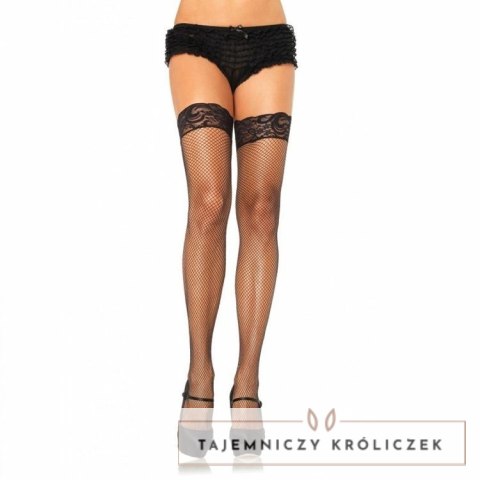 Leg Avenue Stay Up siateczkowe pończochy kabaretki czarne O/S LEG AVENUE