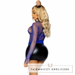 Leg Avenue Top Siatkowy Niebieski z Długim Rękawem One Size LEG AVENUE