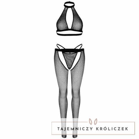 Leg Avenue komplet top kabaretkowy z kryształkami + stringi i rajstopy OS LEG AVENUE
