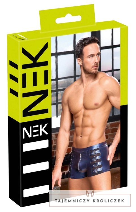 NEK Bokserki męskie matowe niebieskie z ćwiekami i zamkiem M NEK