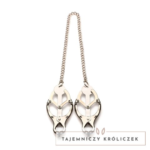 XR Brands Primal koniczynowe zaciski z kolcami, metal, łańcuszek 30 cm XR Brands
