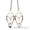 XR Brands Primal koniczynowe zaciski z kolcami, metal, łańcuszek 30 cm XR Brands