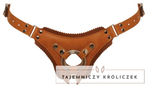 ZADO Skorzana uprząż L/XL brązowa - regulowana, metalowe detale ZADO