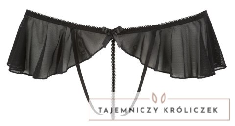Cottelli Collection Stringi M z falbankami i detalem perłowym, czarne Cottelli