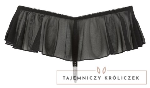 Cottelli Collection Stringi M z falbankami i detalem perłowym, czarne Cottelli