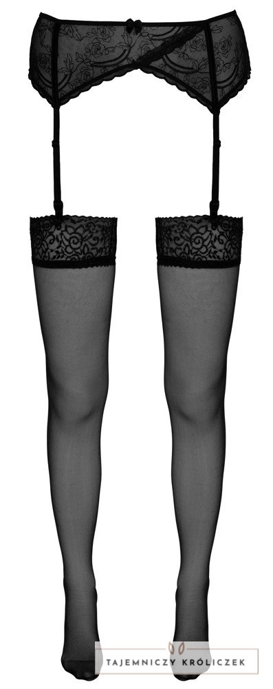 Cottelli Legwear Klasyczne Pończochy Czarne Koronka Oeko-Tex Cottelli