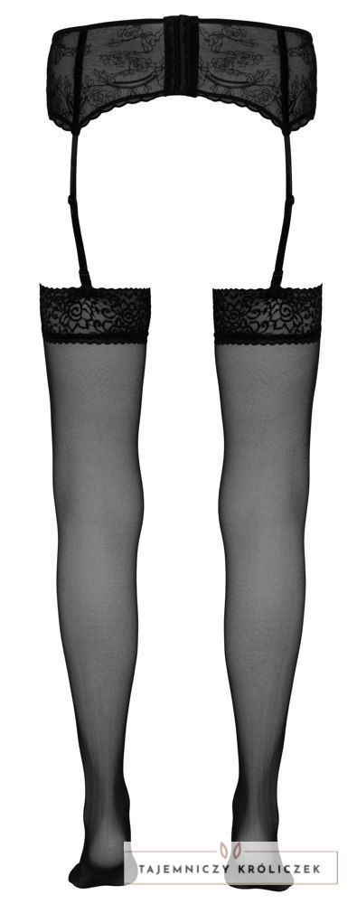Cottelli Legwear Klasyczne Pończochy Czarne Koronka Oeko-Tex Cottelli