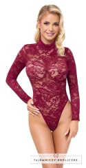 Cottelli Lingerie Body Koronkowe Bordowe L Długi Rękaw Cottelli
