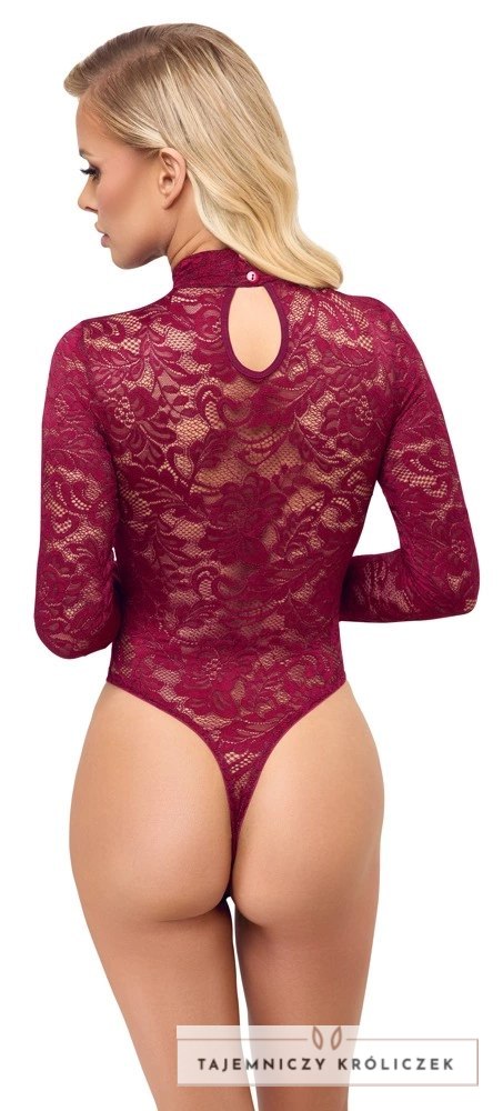 Cottelli Lingerie Body Koronkowe Bordowe L Długi Rękaw Cottelli