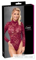 Cottelli Lingerie Body Koronkowe z Długim Rękawem Bordowe M Cottelli