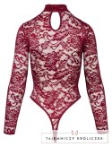 Cottelli Lingerie Body Koronkowe z Długim Rękawem Bordowe M Cottelli