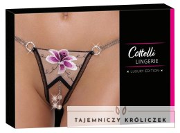 Cottelli Lingerie S/M - Stringi siateczkowe z haftem i perłowym łańcuszkiem Cottelli