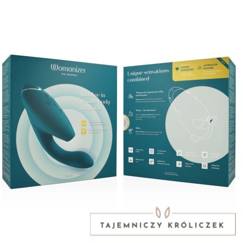 Womanizer Duo 2 Niebieski Benzyna - Podwojny stymulator z technologią powietrzną WOMANIZER