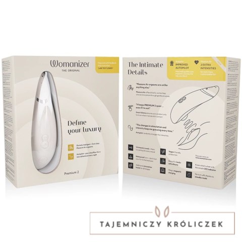 Womanizer Premium 2 - stymulator powietrzny, szary, 14 poziomow, IPX7 WOMANIZER