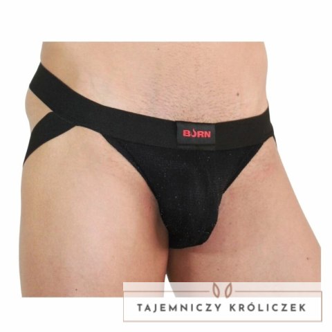 BURN Jock 003 Czarny XL - Błyszczący Pas Biodrowy Komfortowy BURN