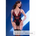 Chilirose CR-4863 Body z koronką czerwone kwiaty XL z paskami do pończoch CHILIROSE