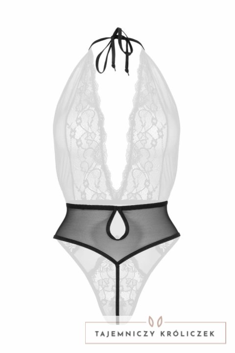 Dina koronkowy body Obsessive z siateczką, halter, czarny S/M Christine