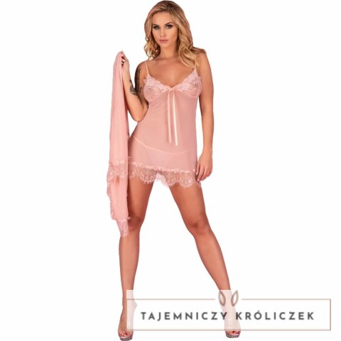 LivCo Corsetti Fashion Hyeona 1710 Babydoll + stringi pudrowy roż XL LIVCO CORSETTI
