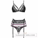 Livco Corsetti Snehana komplet bielizny czarny L/XL koronka 3-częściowy LIVCO CORSETTI