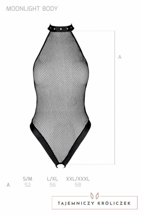 Passion Moonlight Body z otwartym krokiem, czarne, rozmiary S-XXXL Passion